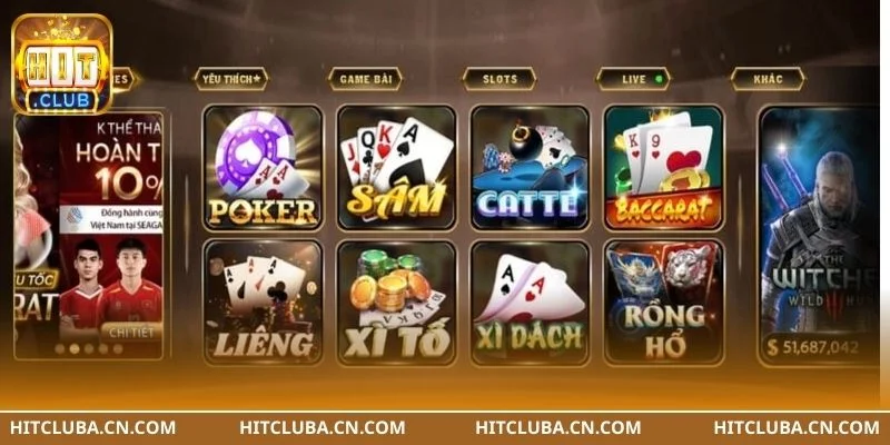Sảnh game bài HITCLUB sôi động với hàng nghìn bàn cược. 